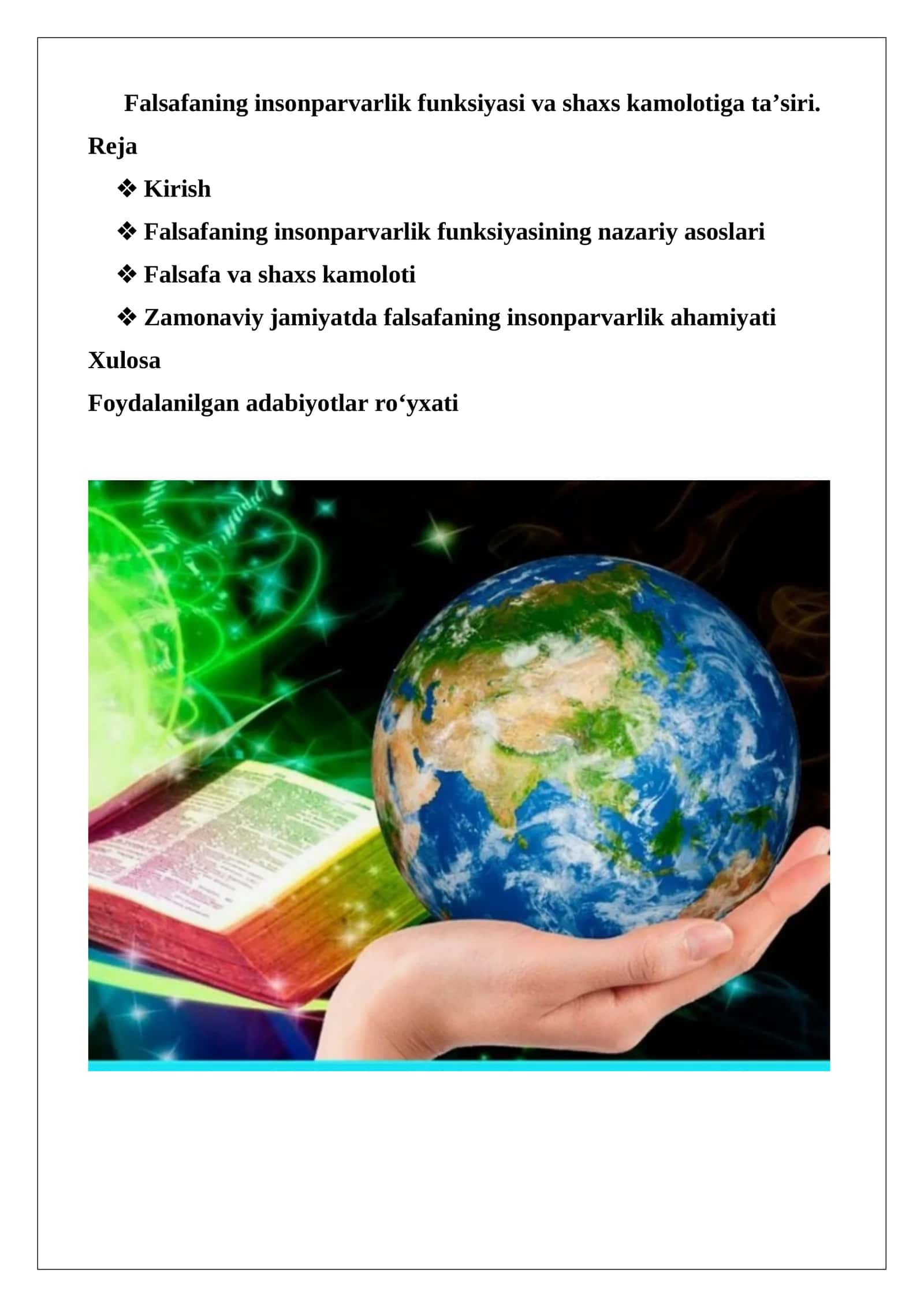 Falsafaning insonparvarlik funksiyasi va shaxs kamolotiga ta’siri 1
