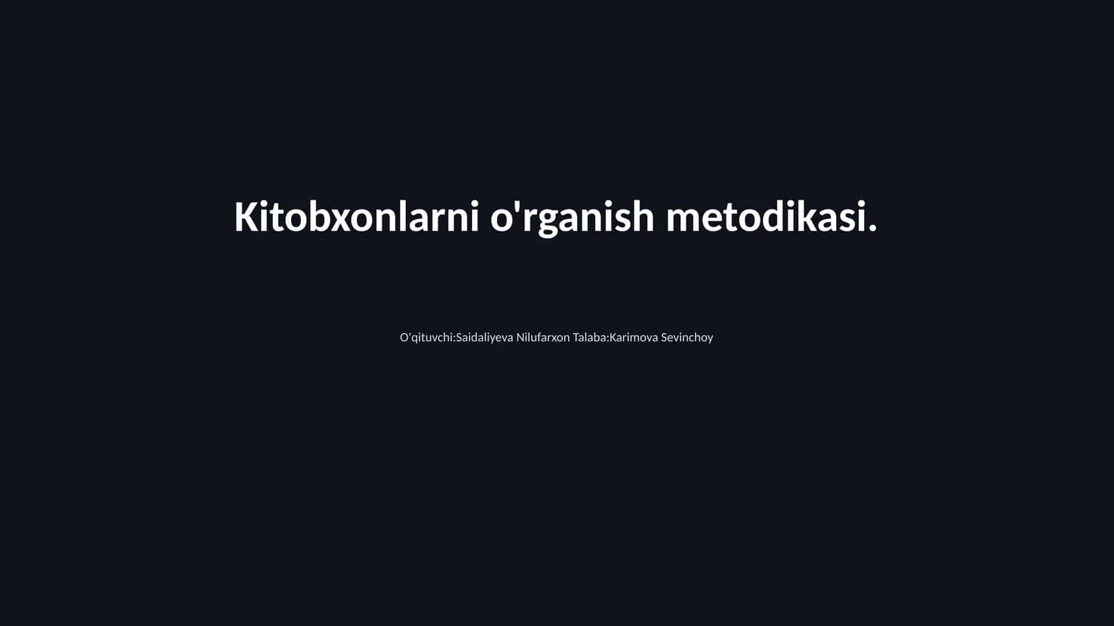 Kitobxonlarni o'rganish metodikasi 1