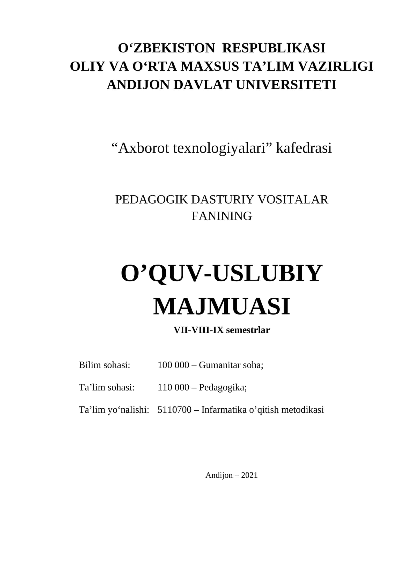 PEDAGOGIK DASTURIY VOSITALAR 1