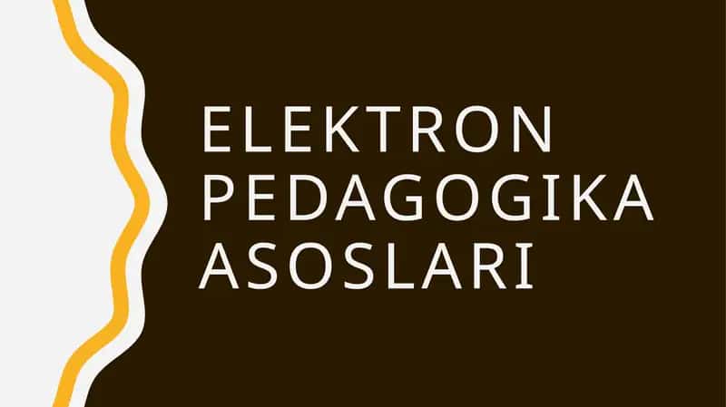 Elektron pedagogika asoslari 1