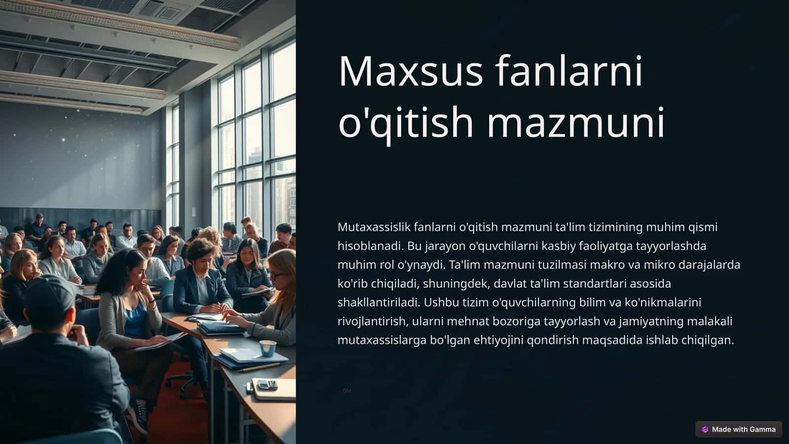 Maxsus fanlarni o'qitish mazmuni 1