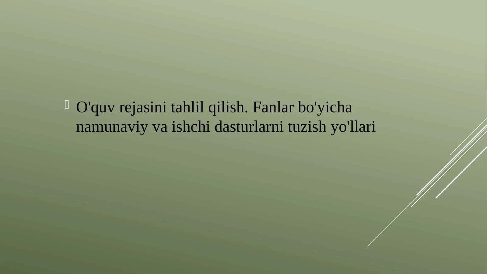 O'quvre ja'sini tahlil qilish 1