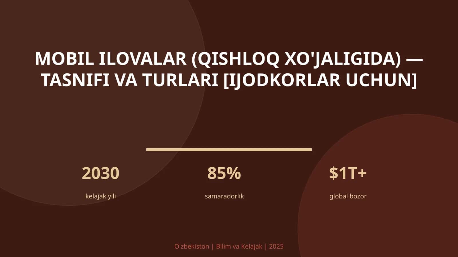 MOBIL ILOVALAR (QISHLOQ XO'JALIGIDA) — TASNIFI VA TURLARI [IJODKORLAR UCHUN] 1