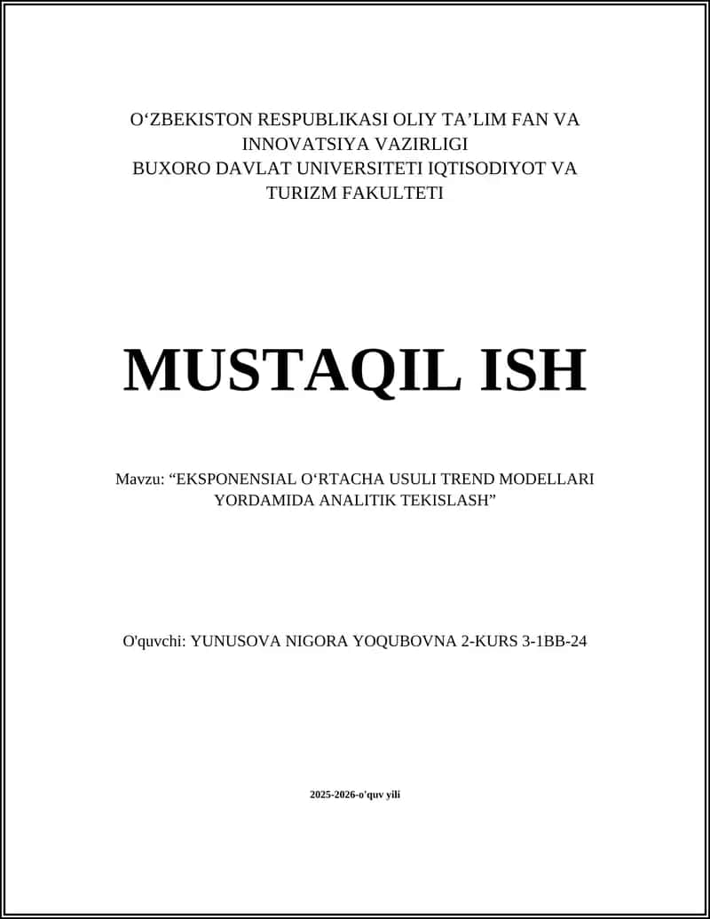Eksponensial oʻrtacha usuli 1