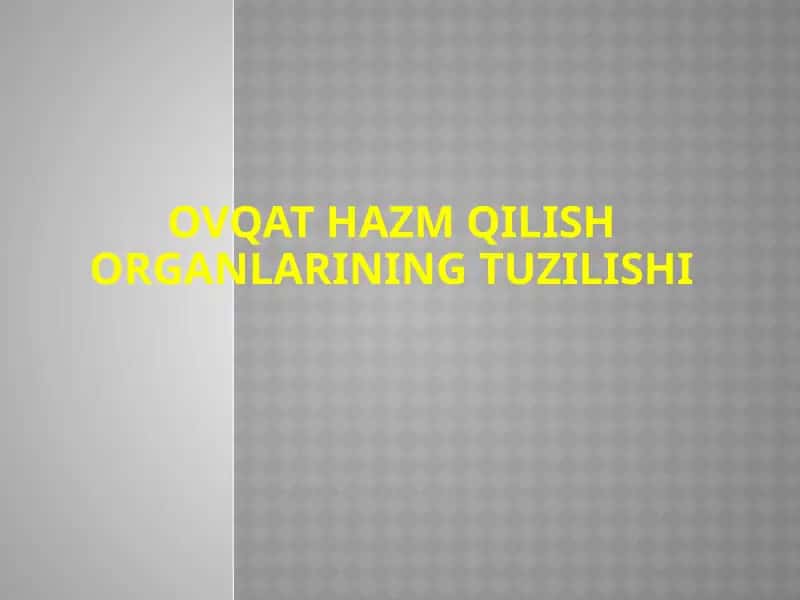OVQAT HAZM QILISH ORGANLARINING TUZILISHI 1