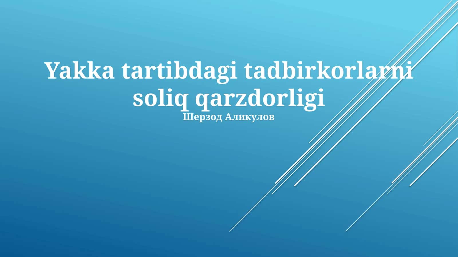 Yakka tartibdagi tadbirkorlarning soliq qarzdorligi 1