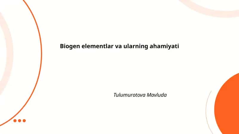 Biogen elementlar va ularning ahamiyati 1
