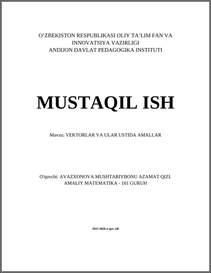 VEKTORLAR VA ULAR USTIDA AMALLAR 1