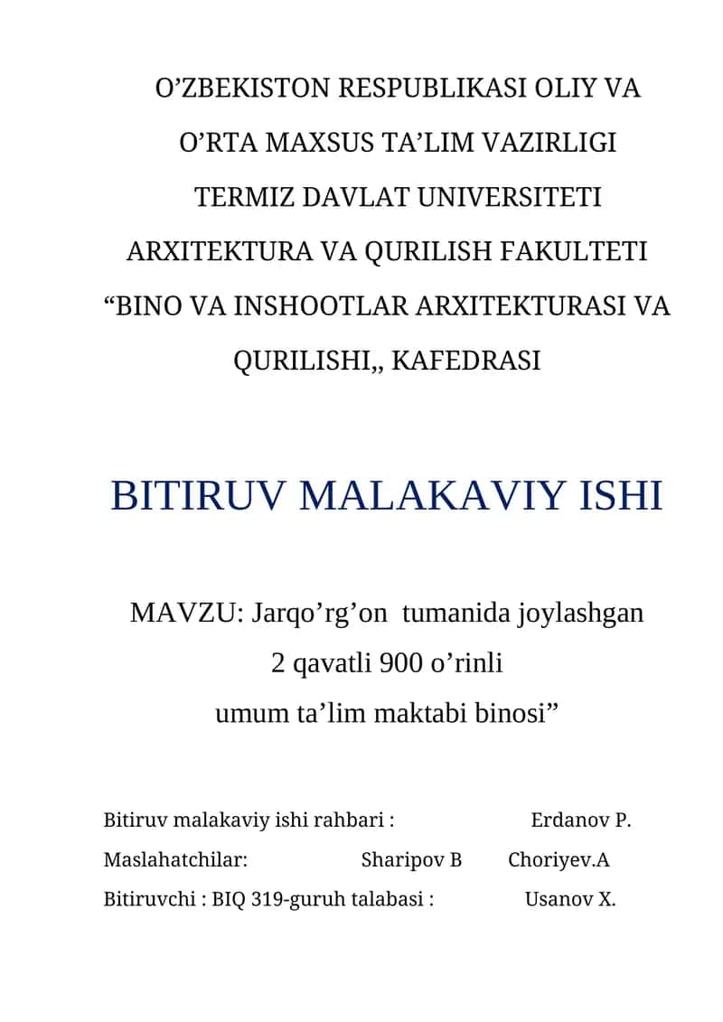 BINO VA INSHOOTLAR ARXITEKTURASI VA QURILISHI 1