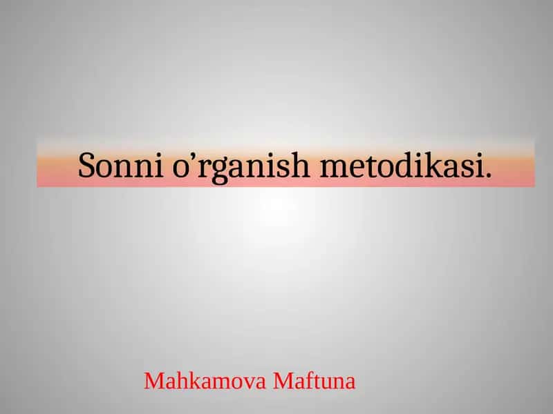 Sonnio’rganishmetodikasi 1