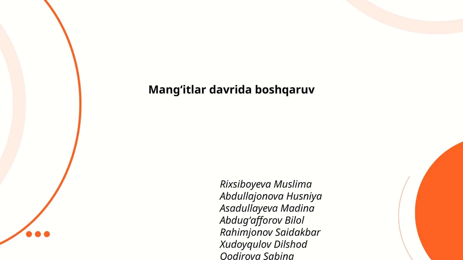 Mangʻitlar davrida boshqaruv 1