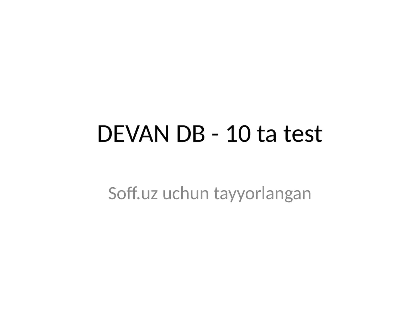 DEVAN DB - 10 ta test 1