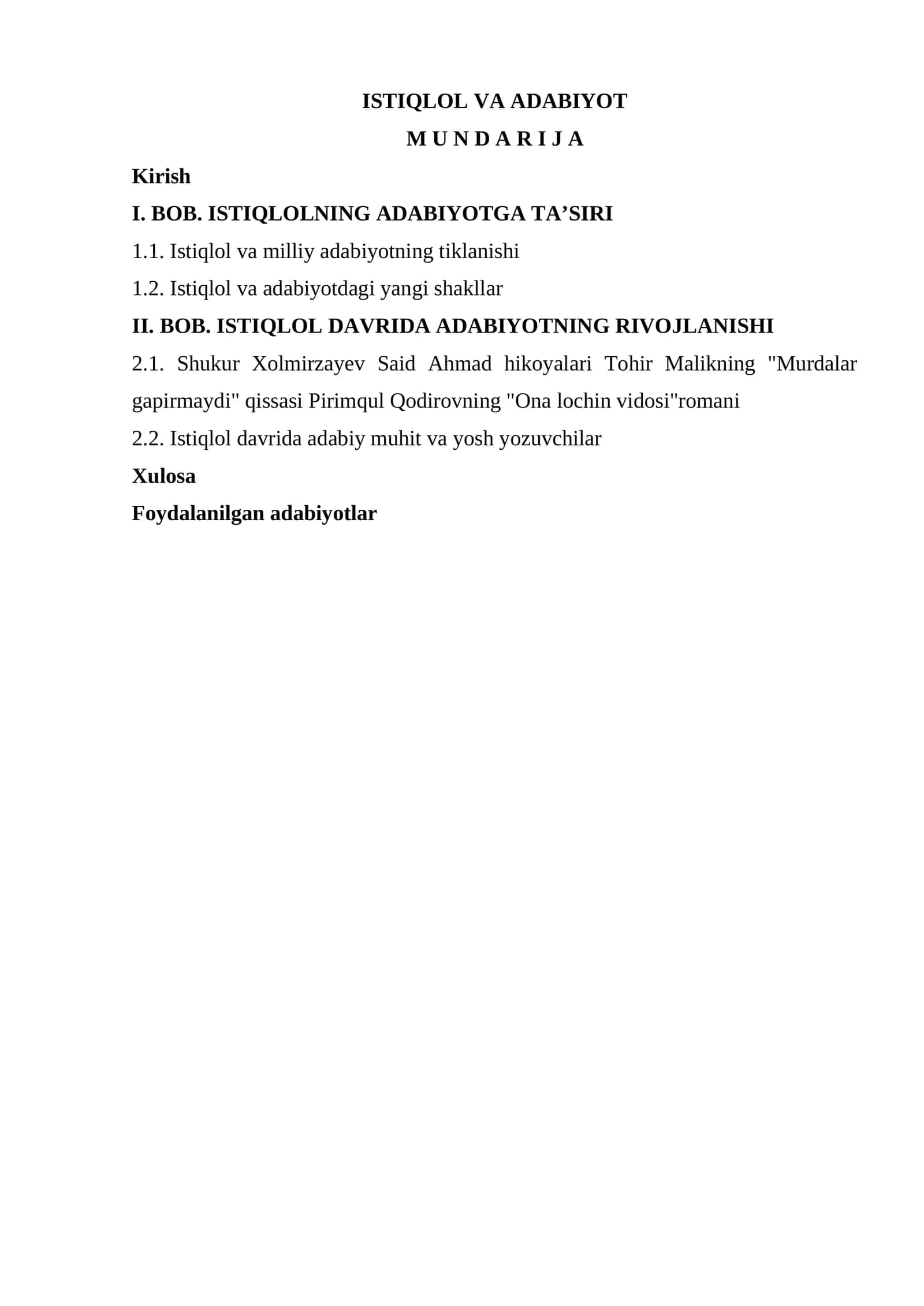 ISTIQLOL VA ADABIYOT 1