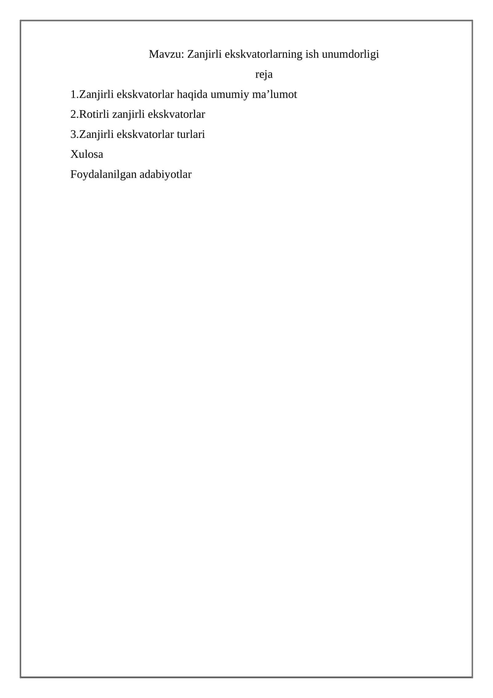 Zanjirli ekskvatorlarning ish unumdorligi 1
