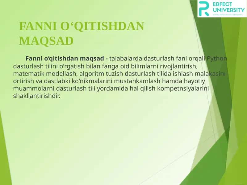 FANNI O‘QITISHDAN MAQSAD 1