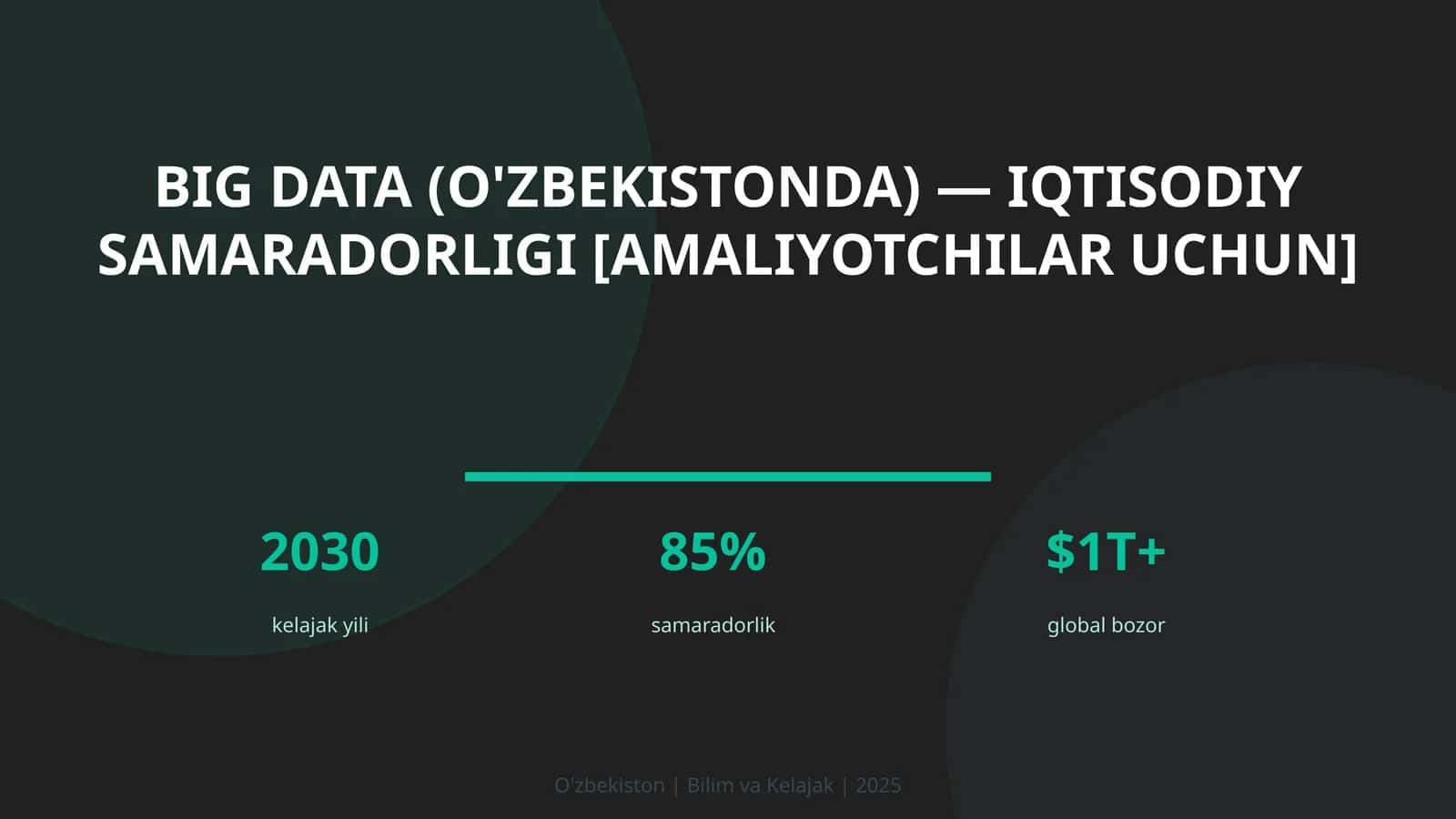 Big Data (O'zbekistonda) — iqtisodiy samaradorligi [amaliyotchilar uchun] 1