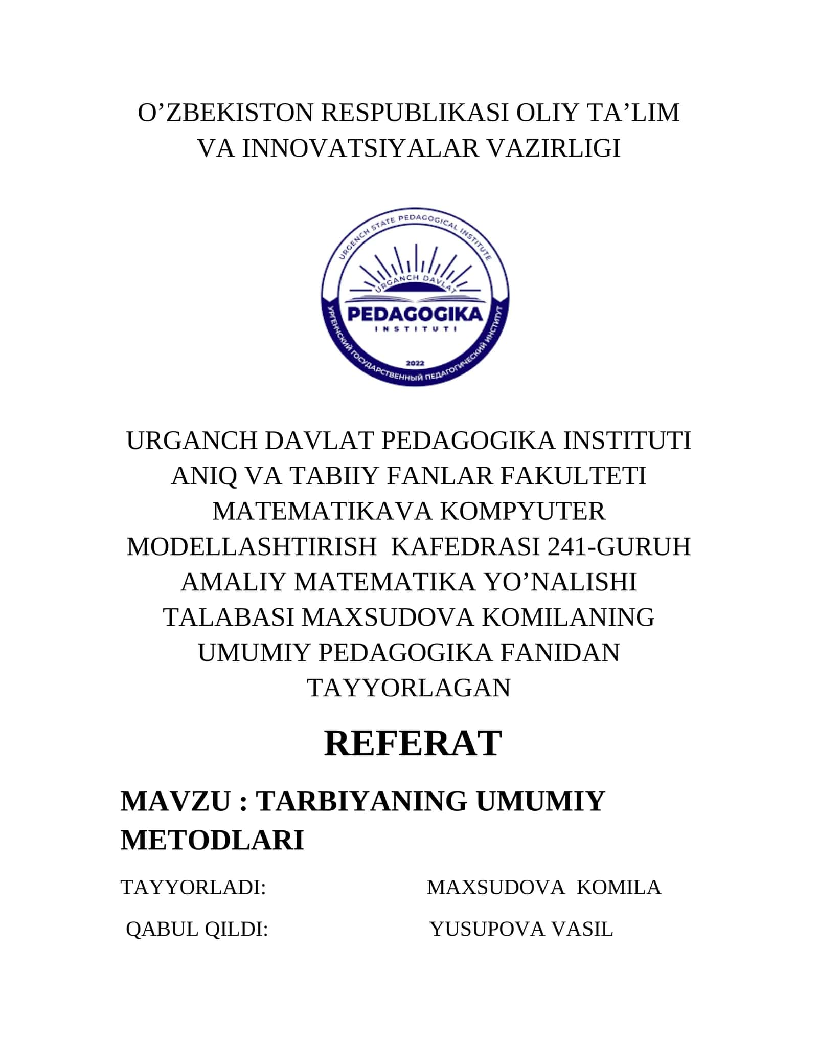 TARBIYANING UMUMIY METODLARI 1
