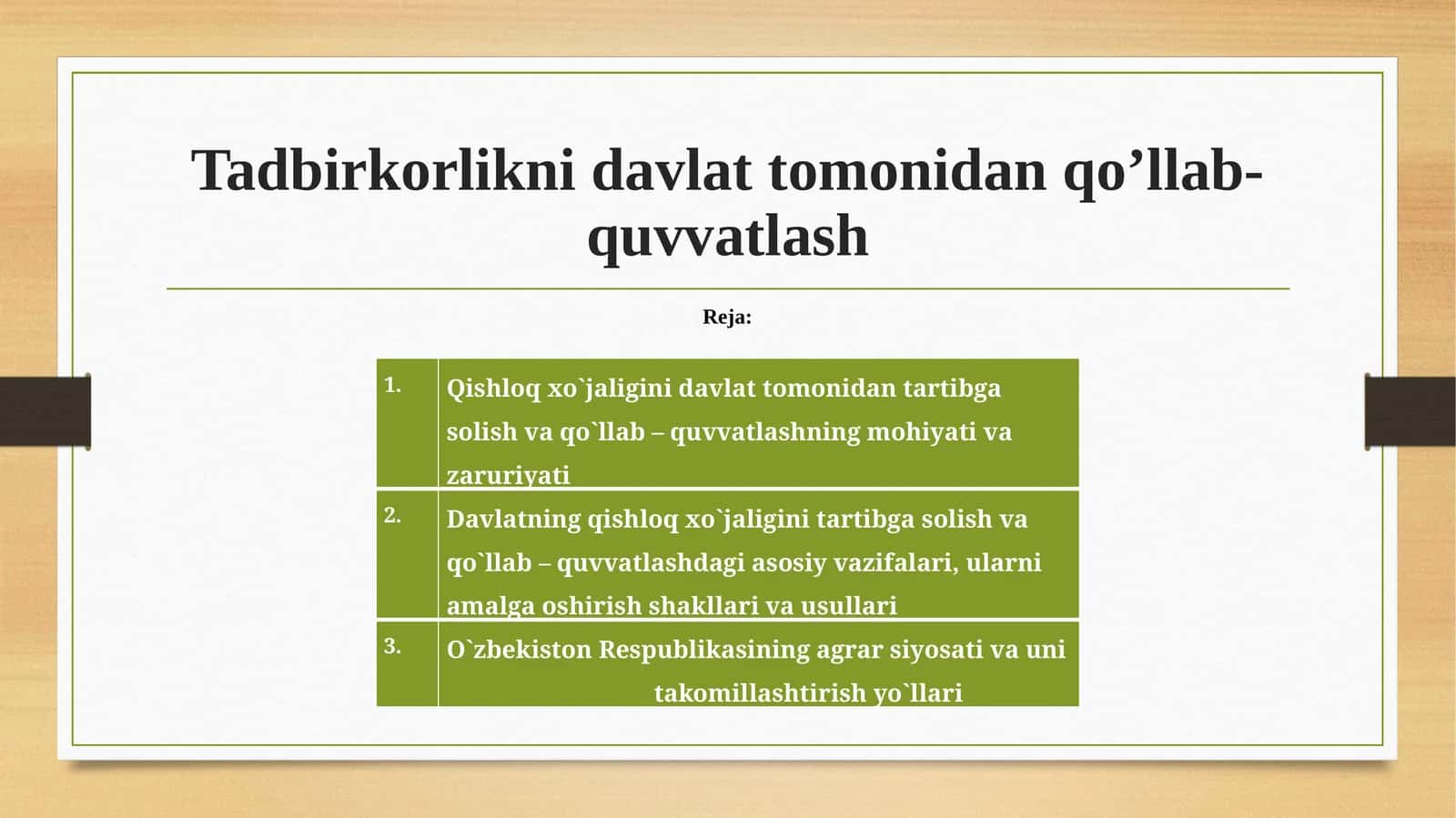 Qishloq xo`jaligini davlat tomonidan qo’llab-quvvatlash 1