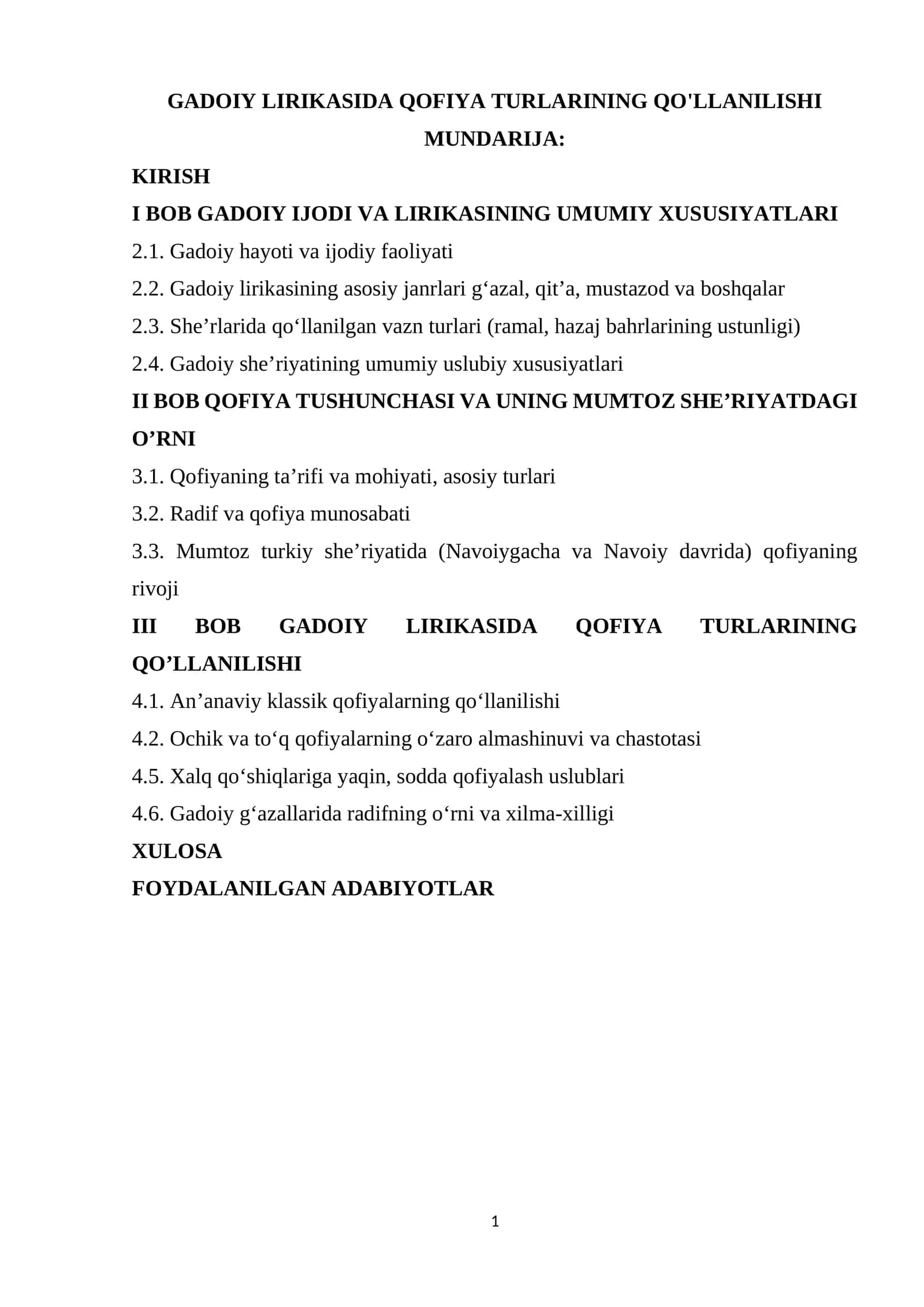 GADOIY LIRIKASIDA QOFIYA TURLARINING QO'LLANILISHI 1
