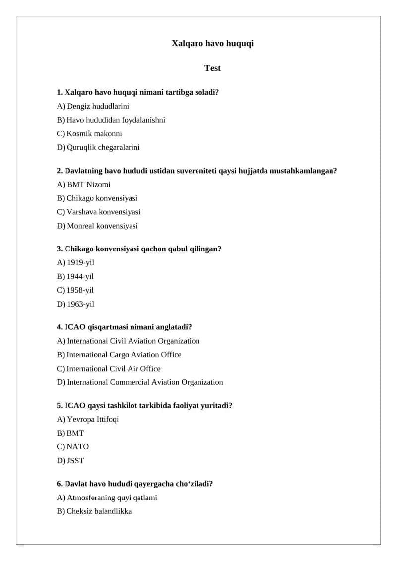 Xalqaro havo huquqi 1