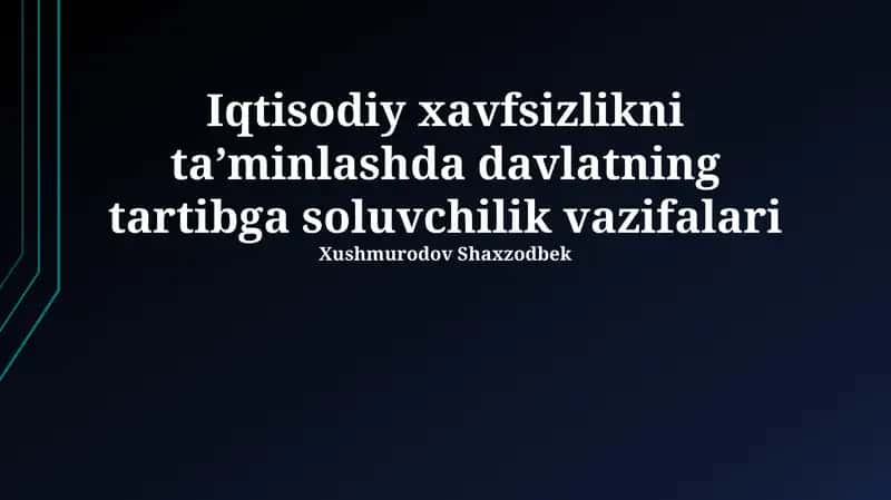 Pul-kredit siyosati va iqtisodiy xavfsizlik 1