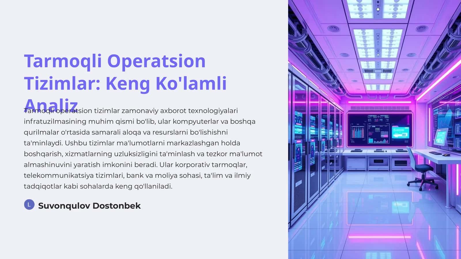 Tarmoqli Operatsion Tizimlar: Keng Ko'lamli Analiz 1
