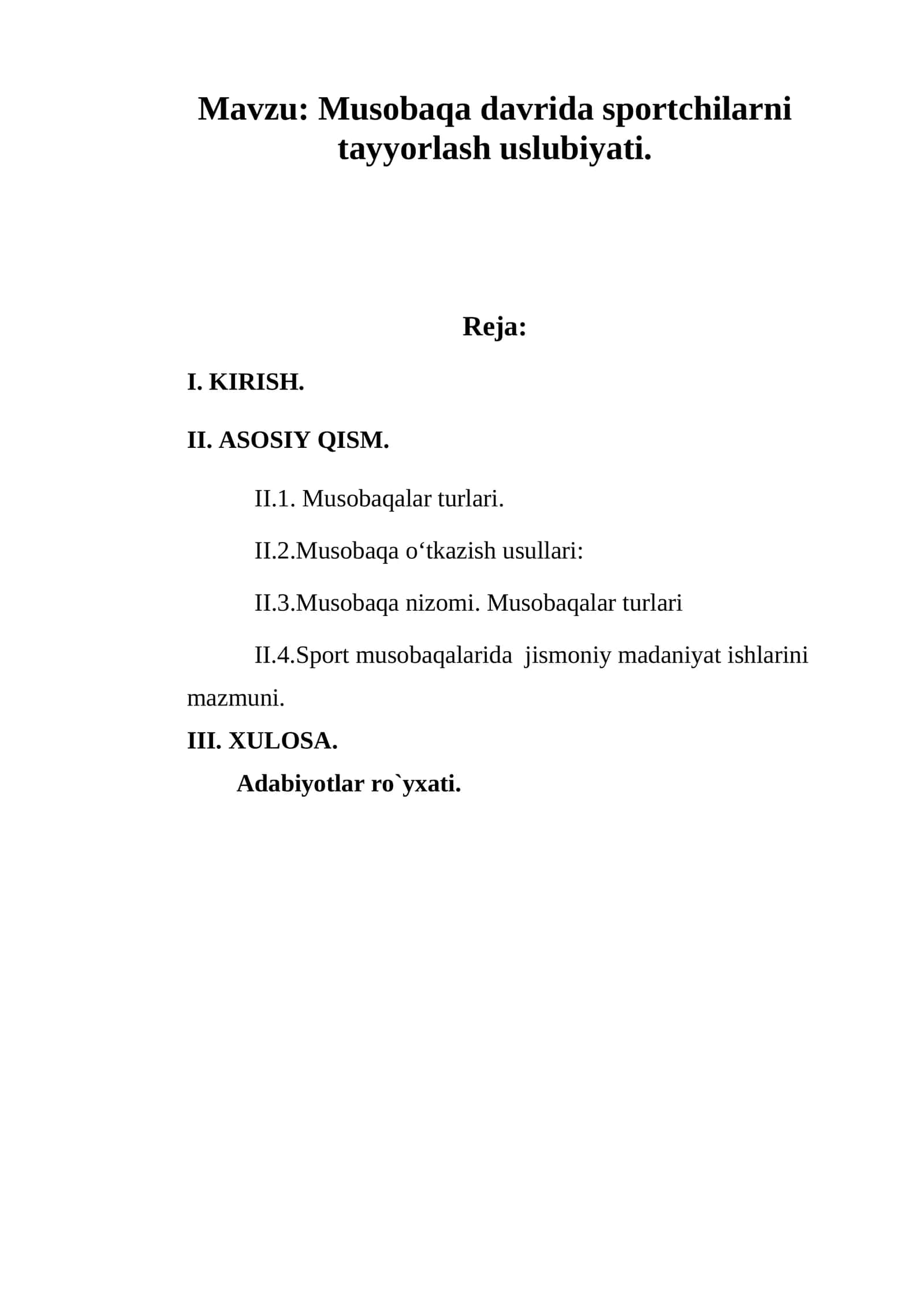 Musobaqa davrida sportchilarni tayyorlash uslubiyati 1