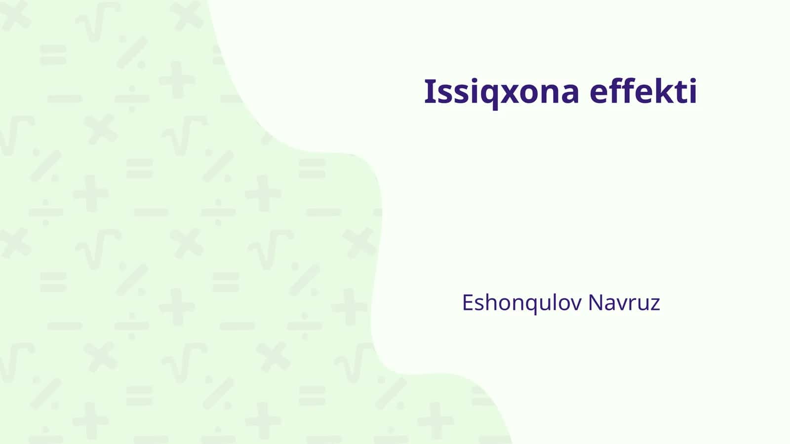Issiqxona effekti 1