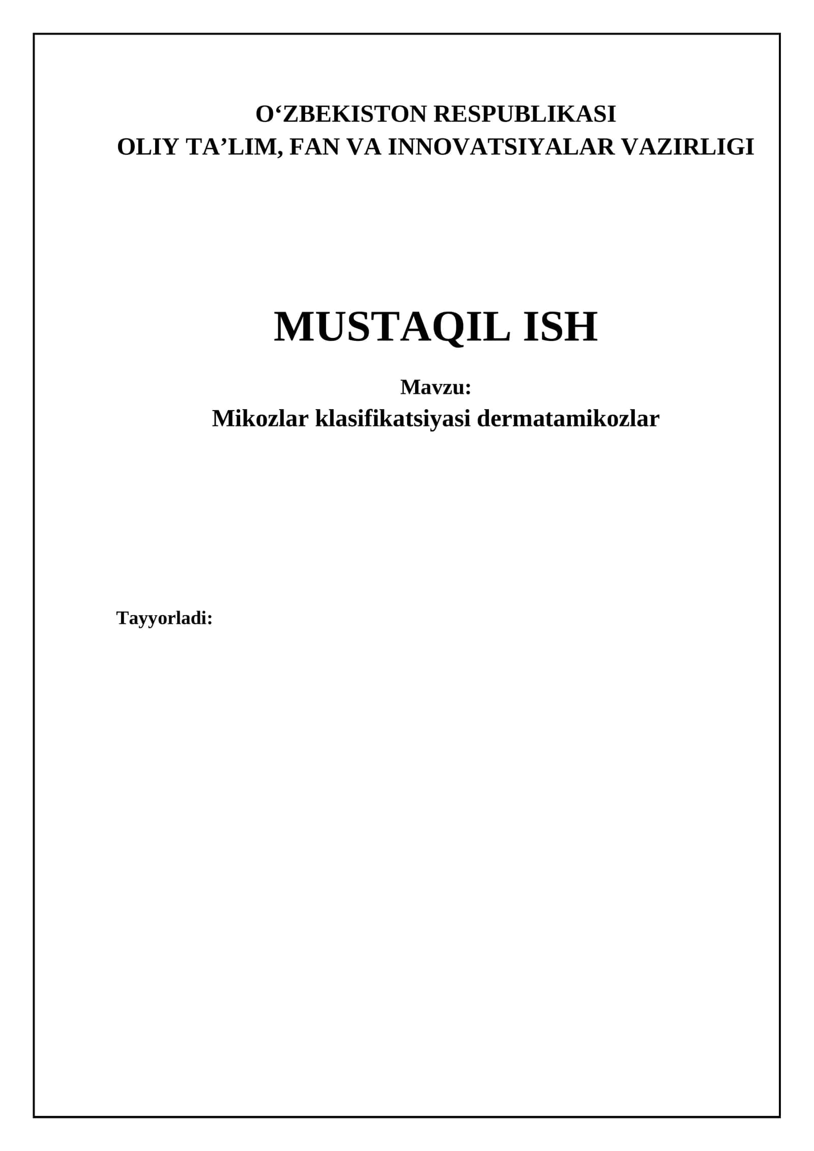 Mikozlar klasifikatsiyasi dermatamikozlar 1