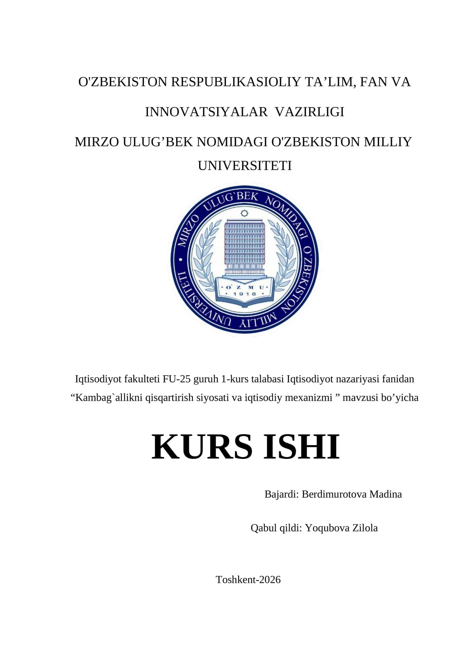 Kambag`allikni qisqartirish siyosati va iqtisodiy mexanizmi 1