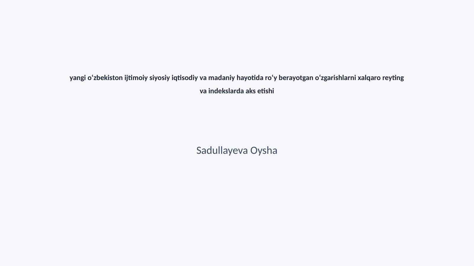 O'zbekiston Ijtimoiy Siyosiy va Iqtisodiy O'zgarishlar 1