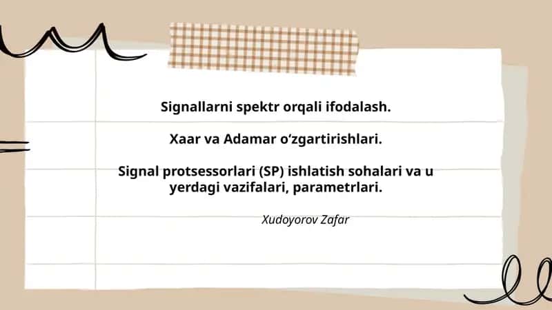 Signallarni spektr orqali ifodalash 1