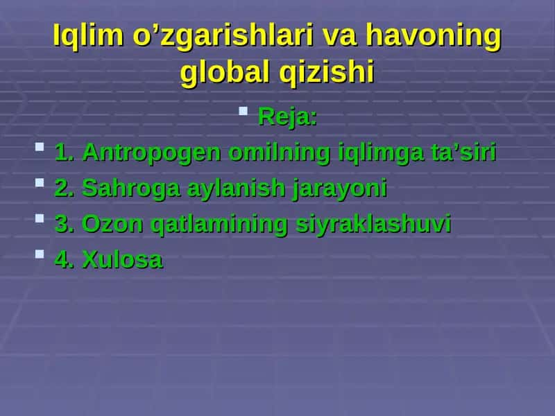 Iqlim o’zgarishlari va havoning global qizishi 1
