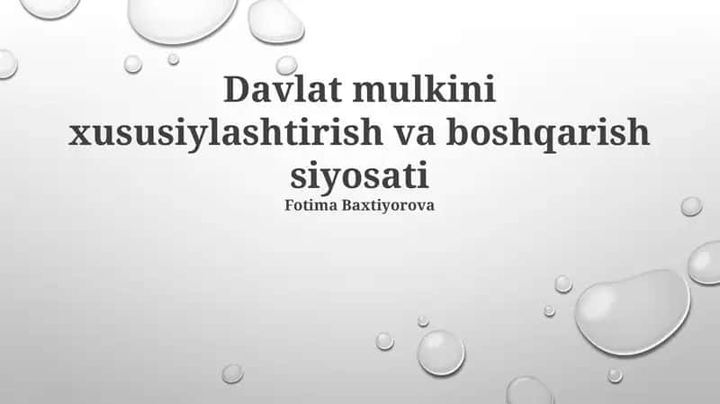 Davlat mulkini xususiylashtirish va boshqarish siyosati 1