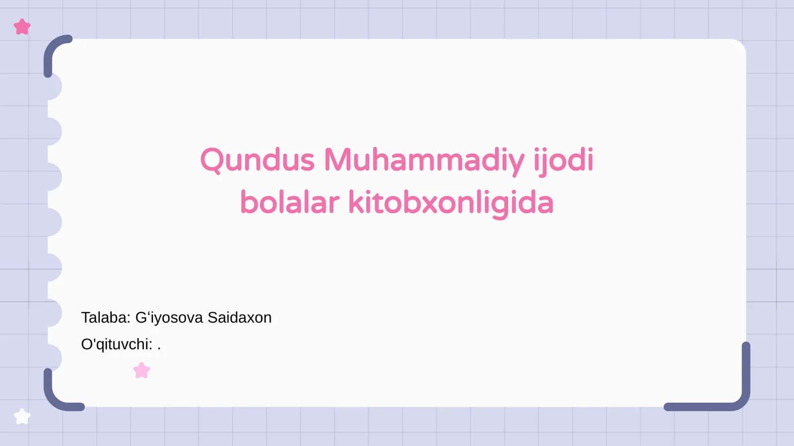 Qundus Muhammadiy ijodi bolalar kitobxonligida 1