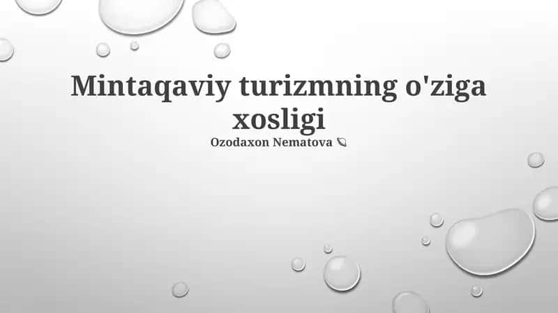Mintaqaviy turizmning o'ziga xosligi 1