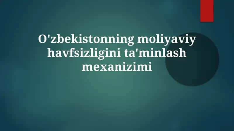 O'zbekistonning moliyaviy havfsizligini ta'minlash mexanizimi 1