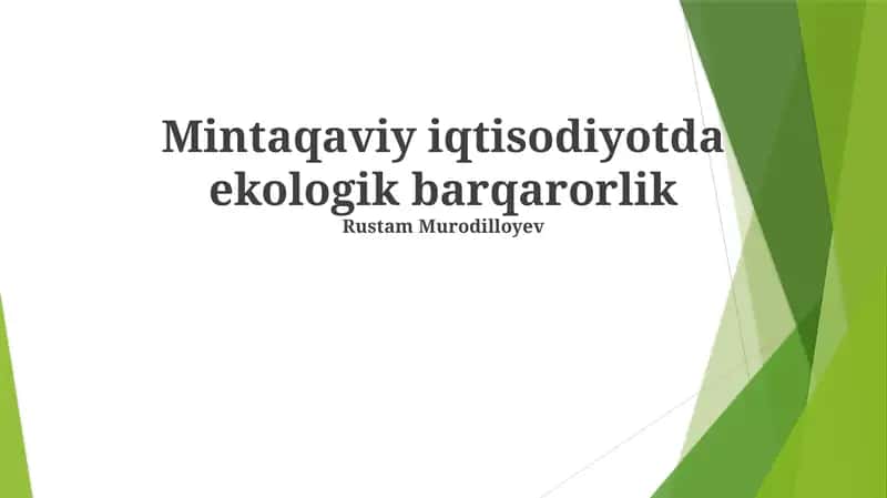 Mintaqaviy iqtisodiyotda ekologik barqarorlik 1