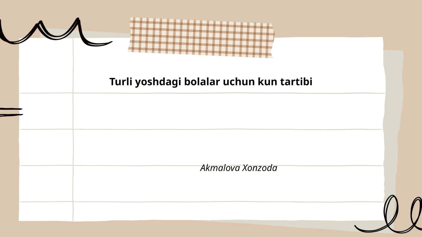 Turli yoshdagi bolalar uchun kun tartibi 1