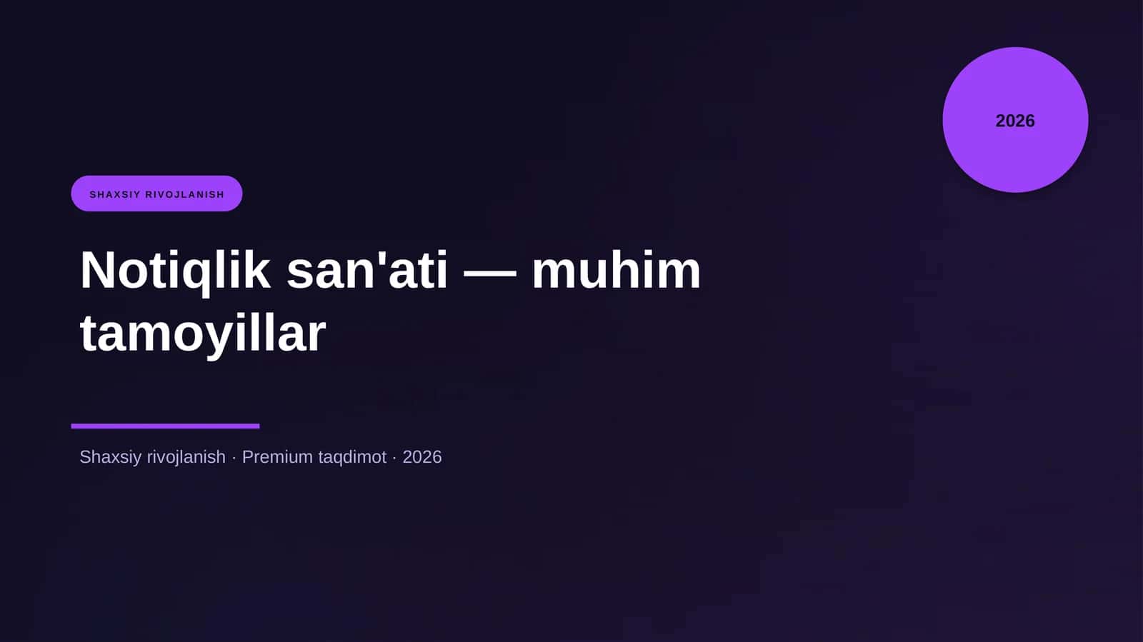 Notiqlik san'ati -- muhim tamoyillar 1