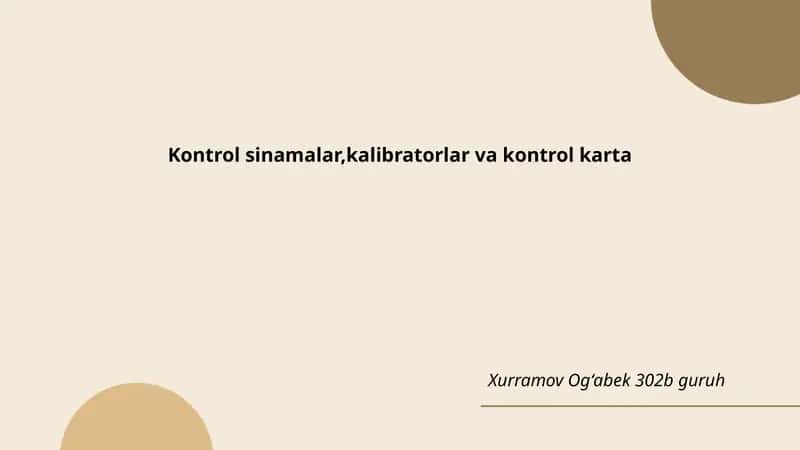Kontrol sinamalar,kalibratorlar va kontrol karta 1
