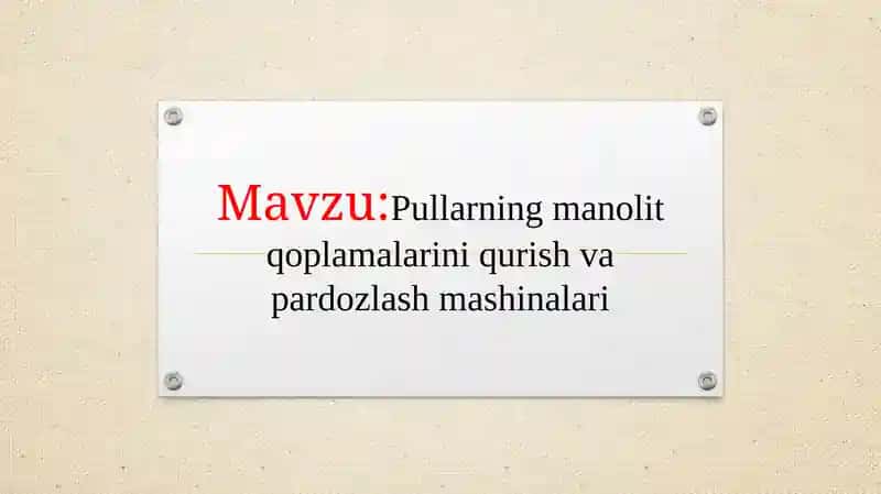 Pullarning manolit qoplamalarini qurish va pardozlash mashinalari