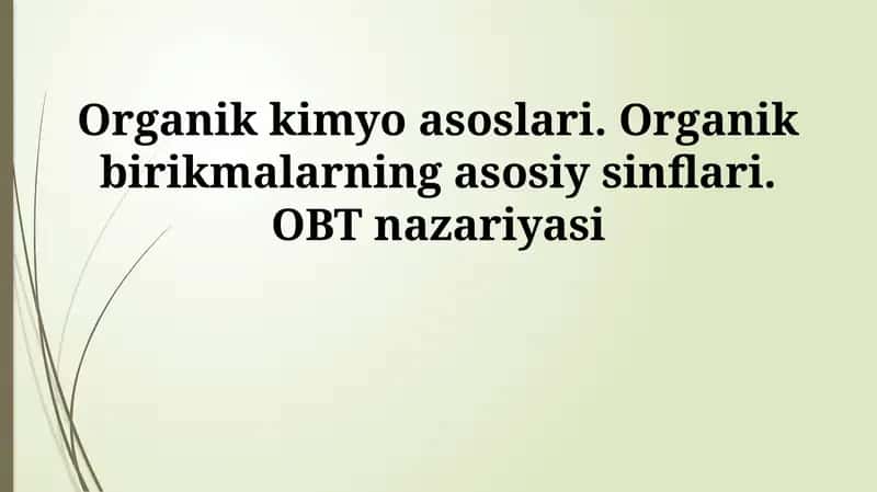Organik kimyo asoslari 1