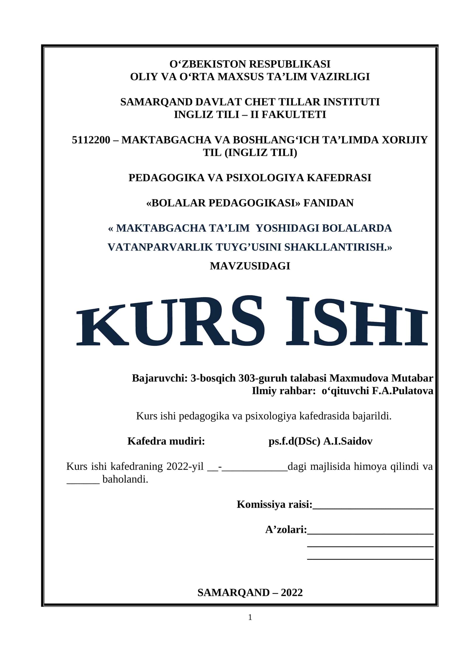 MAKTABGACHA TA’LIM YOSHIDAGI BOLALARDA VATANPARVARLIK TUYG’USINI SHAKLLANTIRISH 1