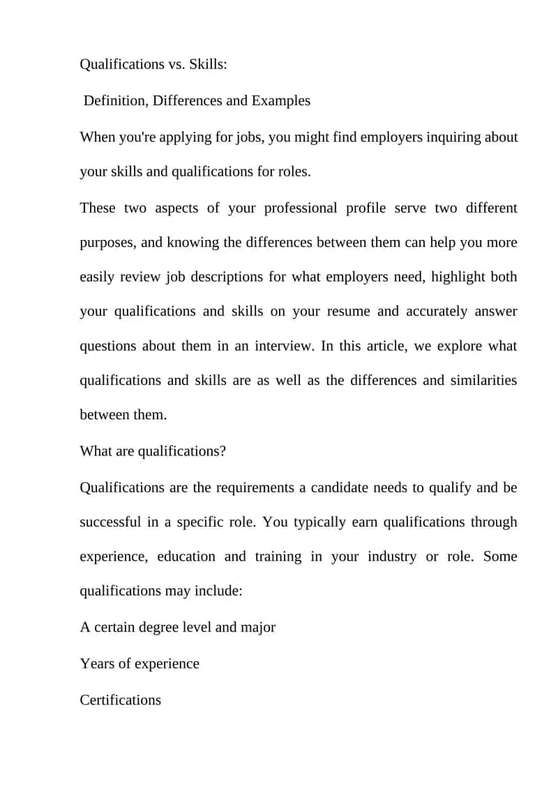 Qualifications vs. Skills 1