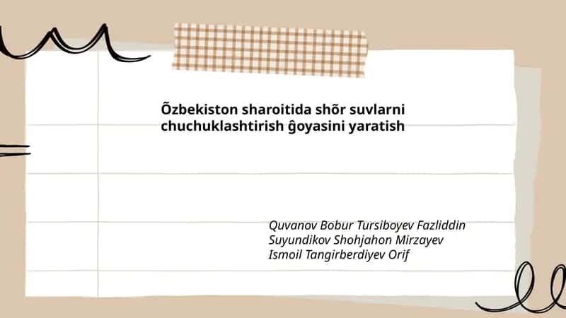 Shoʻr suvlarining Oʻzbekistondagi manbalari va tuzlilik tiplari 1