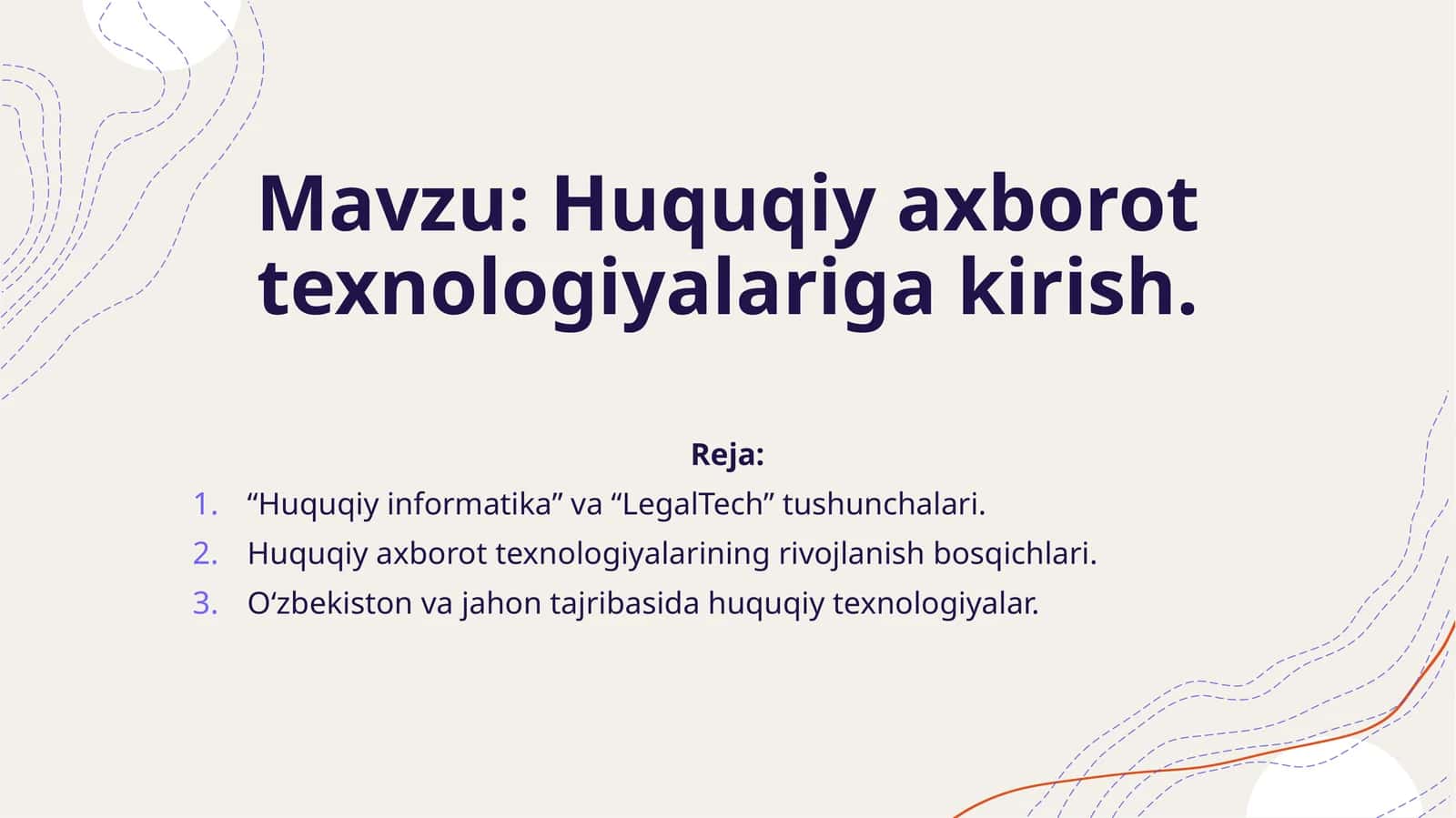 Huquqiy axborot texnologiyalariga kirish 1