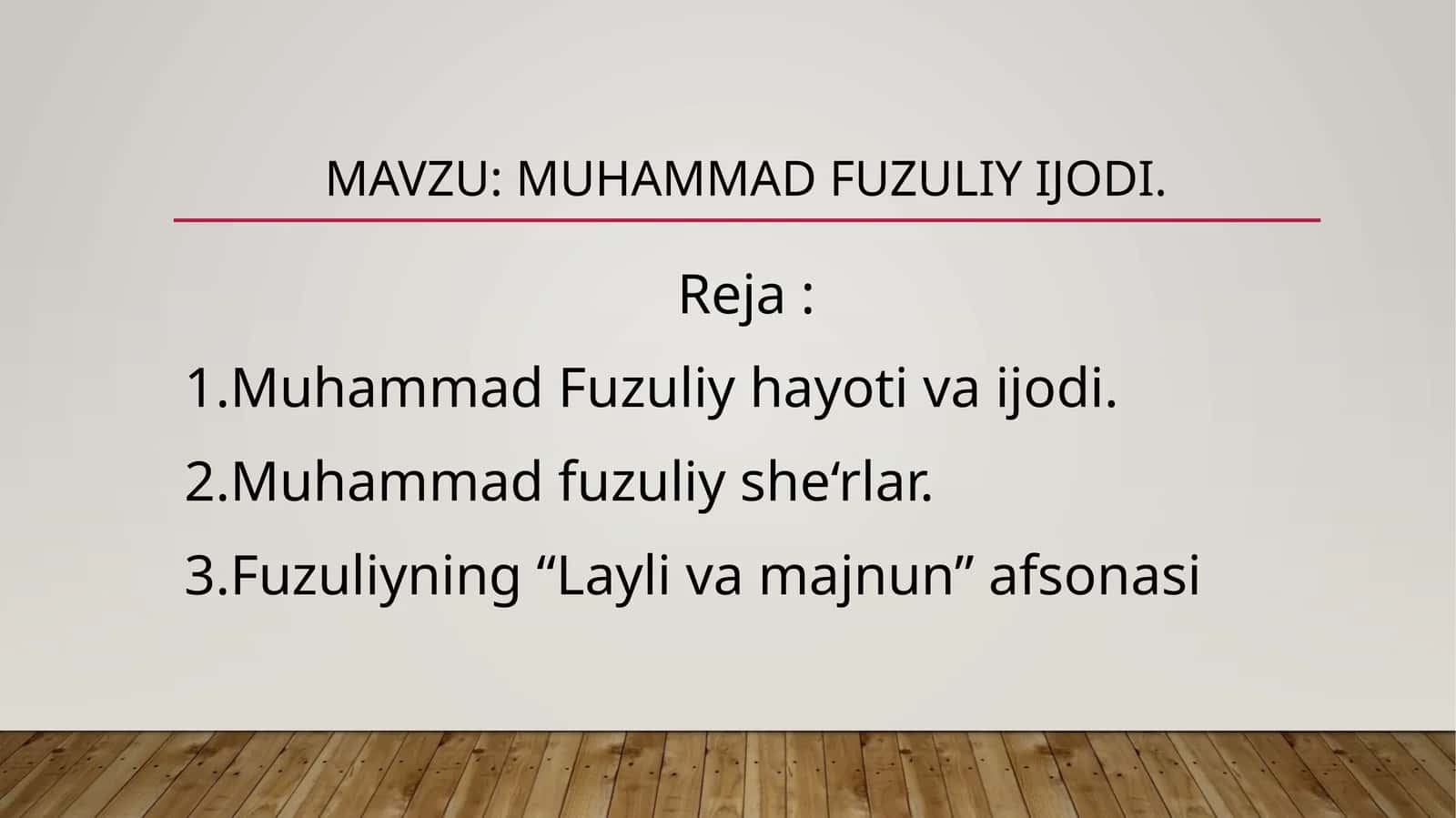 Muhammad fuzuliy ijodi. 1