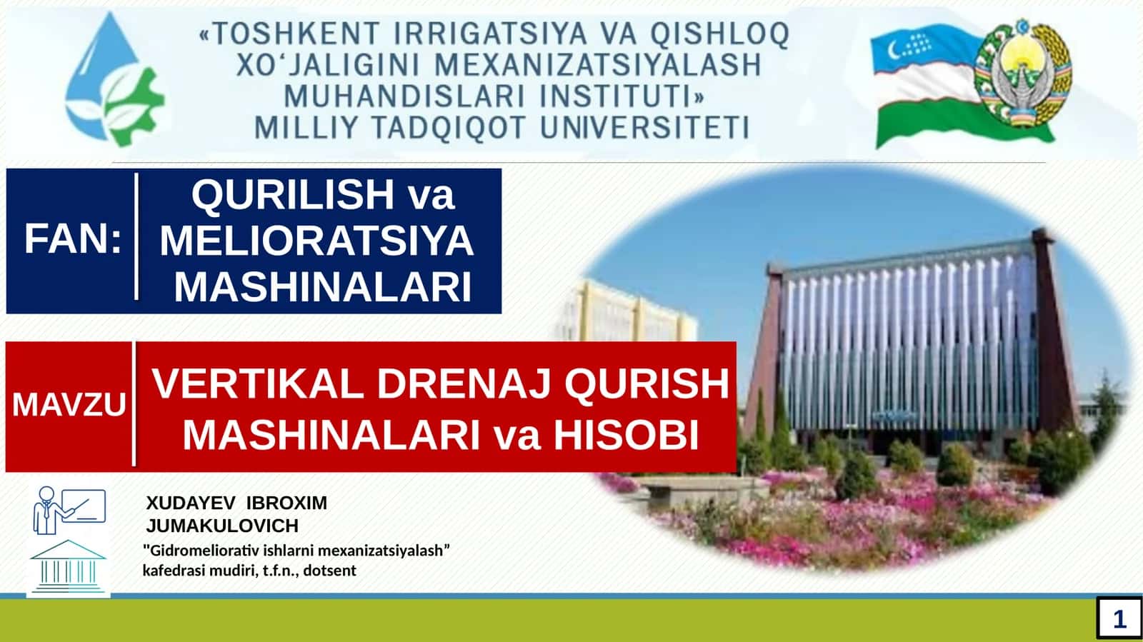 VERTIKAL DRENAJ QURISH MASHINALARIvaHISOBI 1