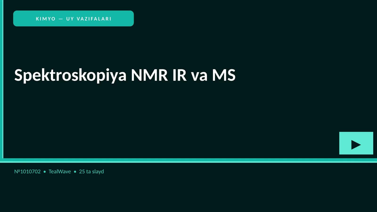 Spektroskopiya NMR IR va MS 1